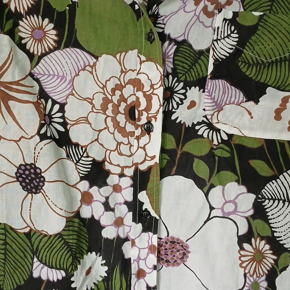 Maje Anthropologie 70's Floral Print Shirt button down blouse size small (1) - Picture 5 of 12